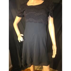 Maggy London Petite Black Lace Dress Women Size 8P Short Sleeve Knee Length